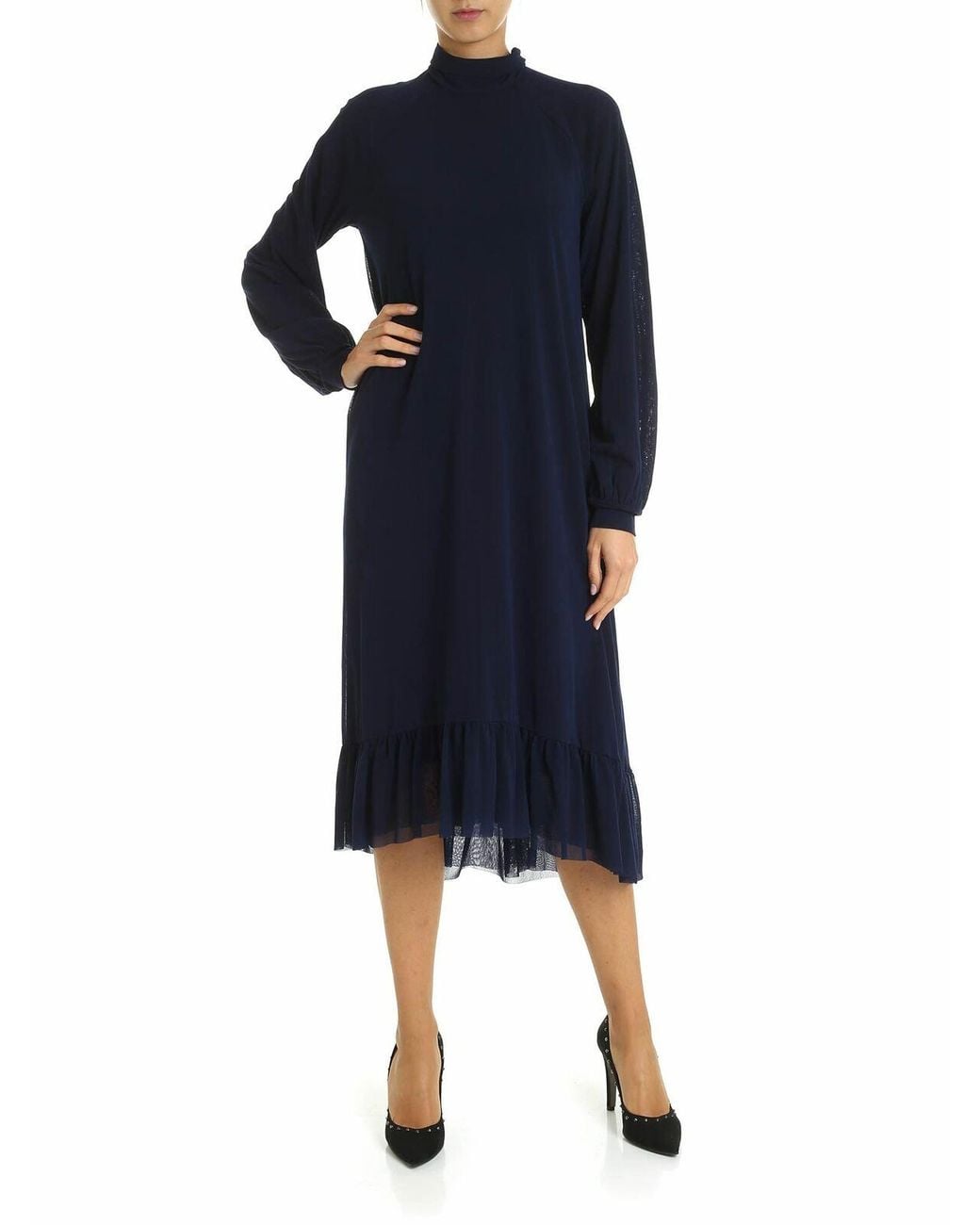 Fuzzi Blue Dress With Flounces