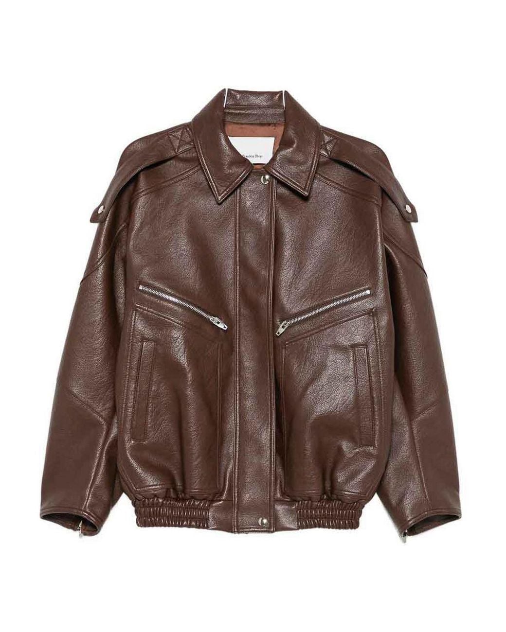 Frankie Shop Brown Hudson Faux Leather Bomber Jacket