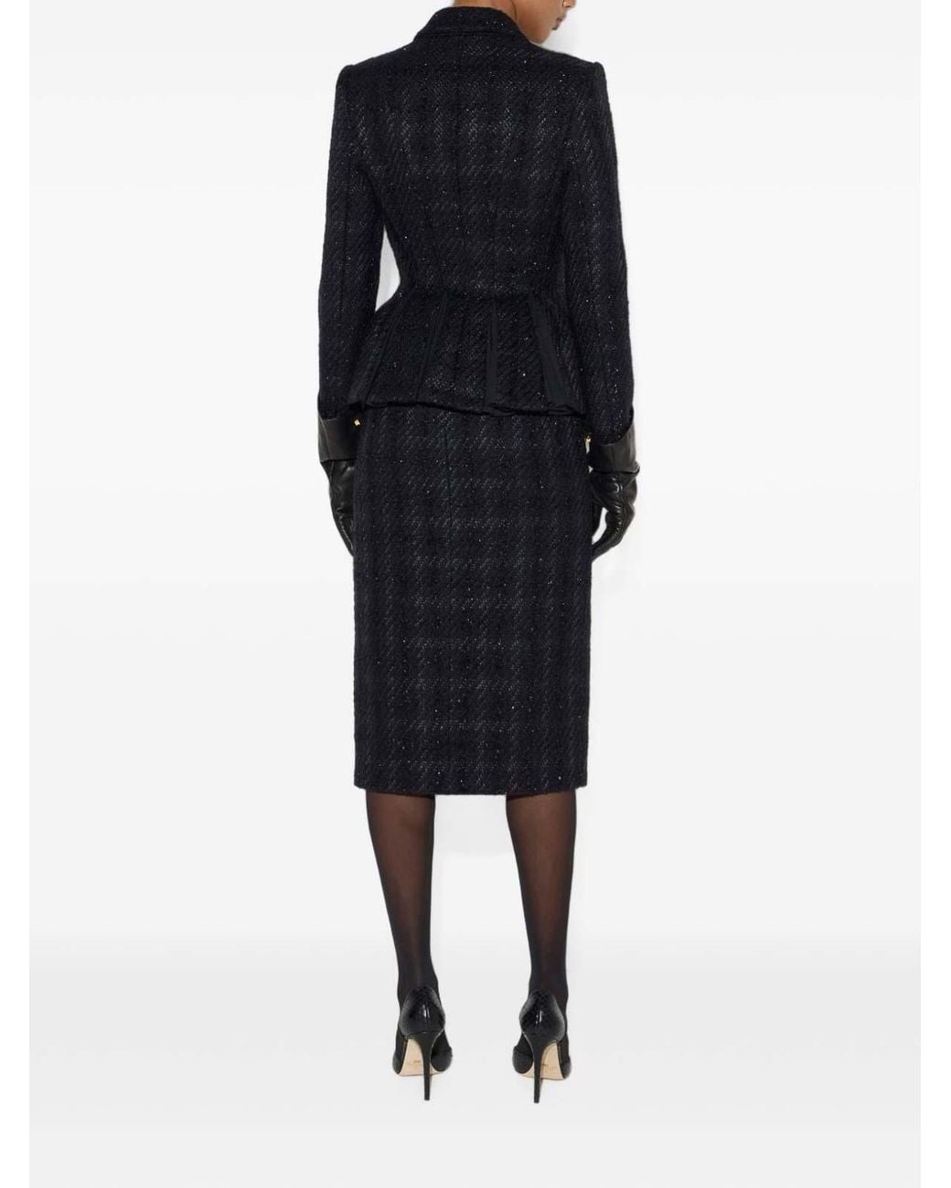 Elisabetta Franchi Blue Slim-Fit Prince Of Wales Wool Blazer
