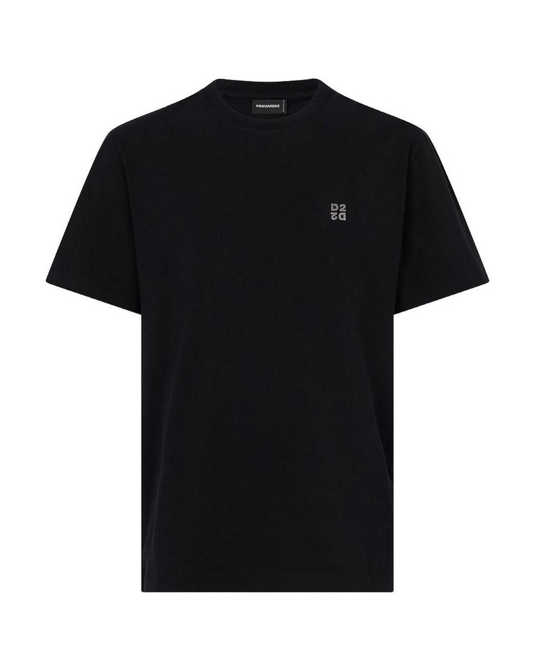 DSquared² Black Metal D2 Upside Down Cotton T-Shirt for men