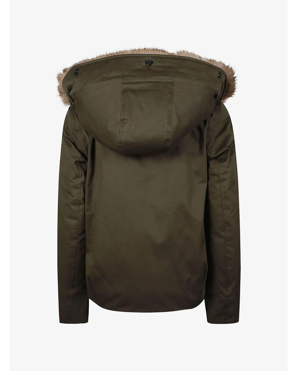 Woolrich Green Hooded Jacket With Fluffy Trim