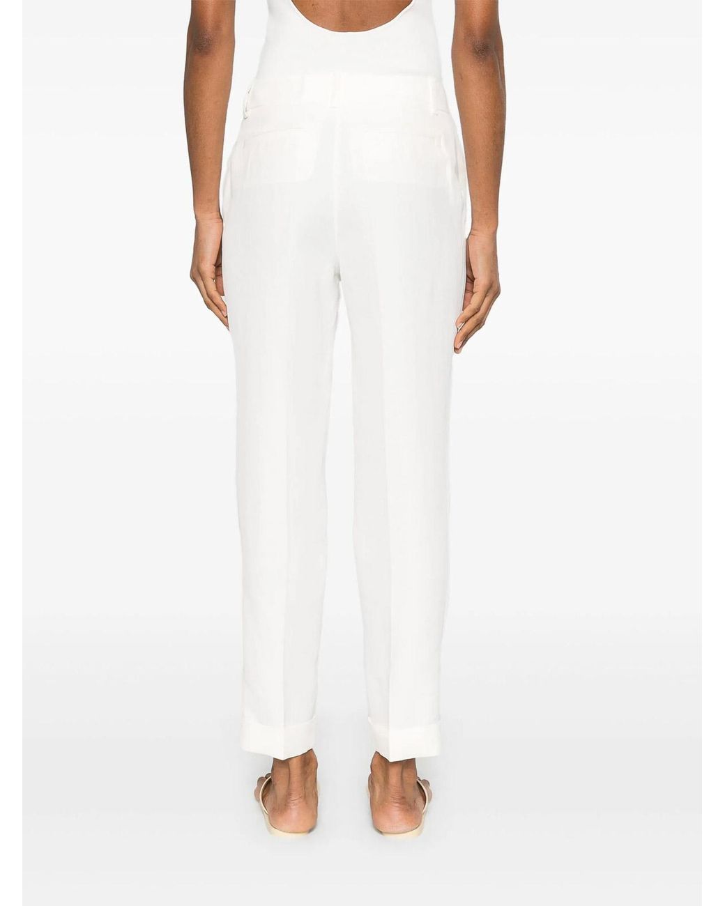P.A.R.O.S.H. White Raisa25 Cropped Trousers
