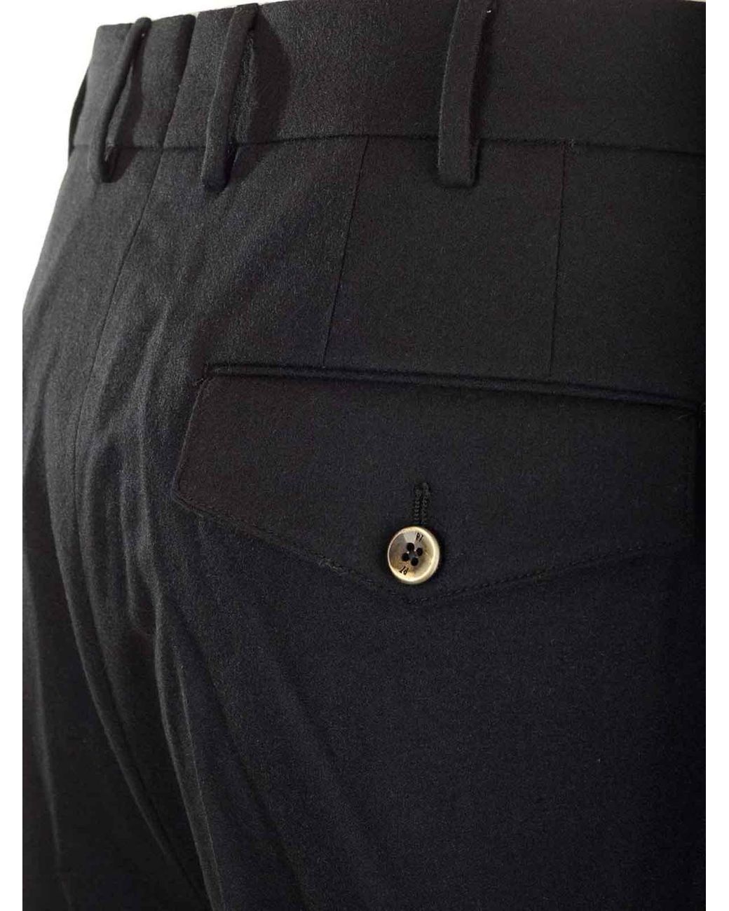 PT Torino Blue Wool And Cashmere Flannel Trousers for men
