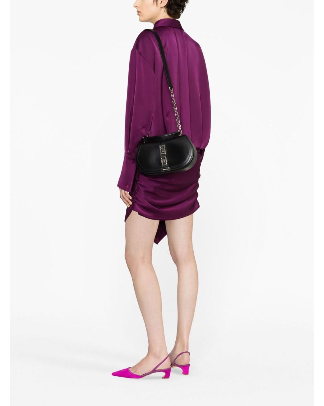 Versace Black Greca Goddess Shoulder Bag