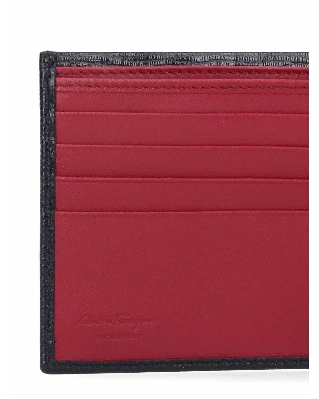 Ferragamo Black Crinkle Leather Bifold Wallet for men