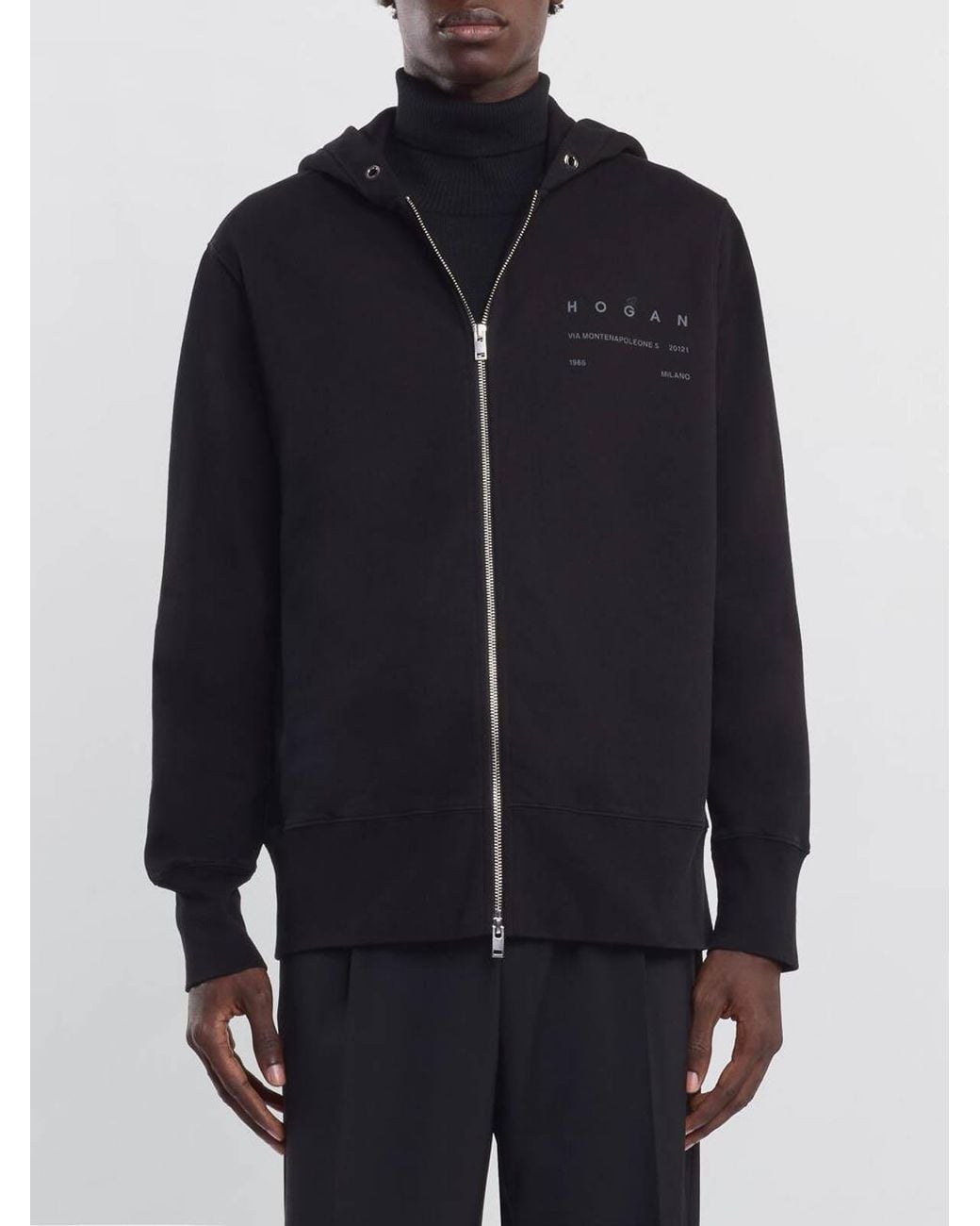 Hogan Black Zipper Hoodie for men
