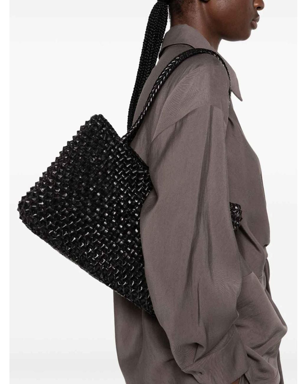 Dragon Diffusion Black Santa Croce Big Woven Leather Bag