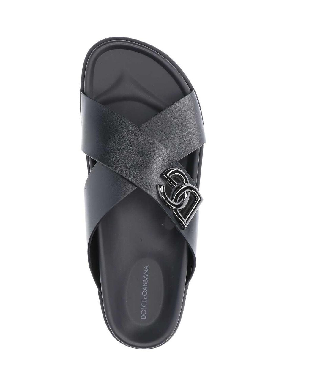 Dolce & Gabbana Black Slide Sandals Logo for men
