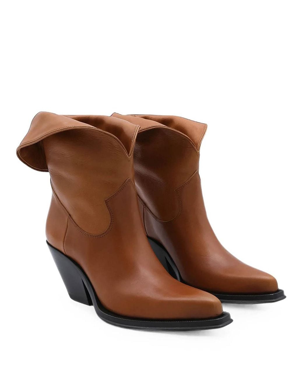 Chloé Brown Azelan Semi-Gloss Leather Ankle Boots