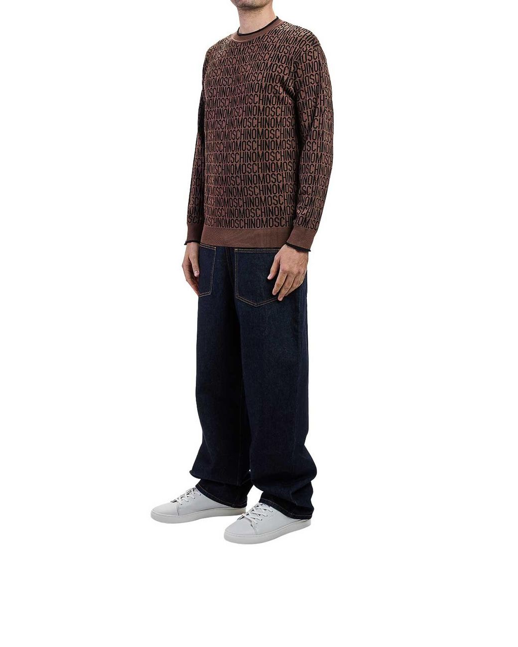 Moschino Brown Logo Crew Neck for men