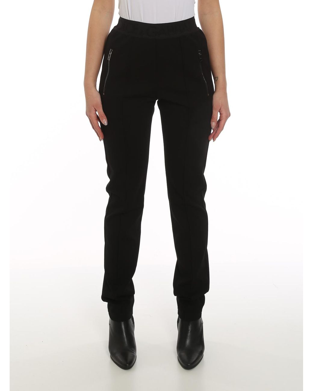 Dolce & Gabbana Black Logoed Waistband Trousers