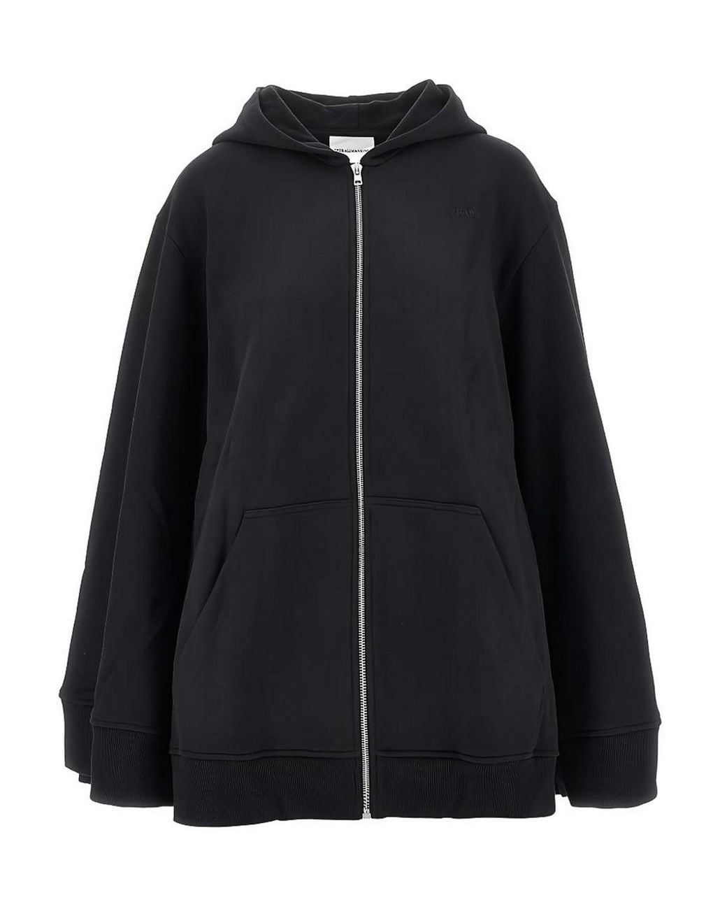 7 For All Mankind Black Oversized Cotton Zip-Up Hoodie