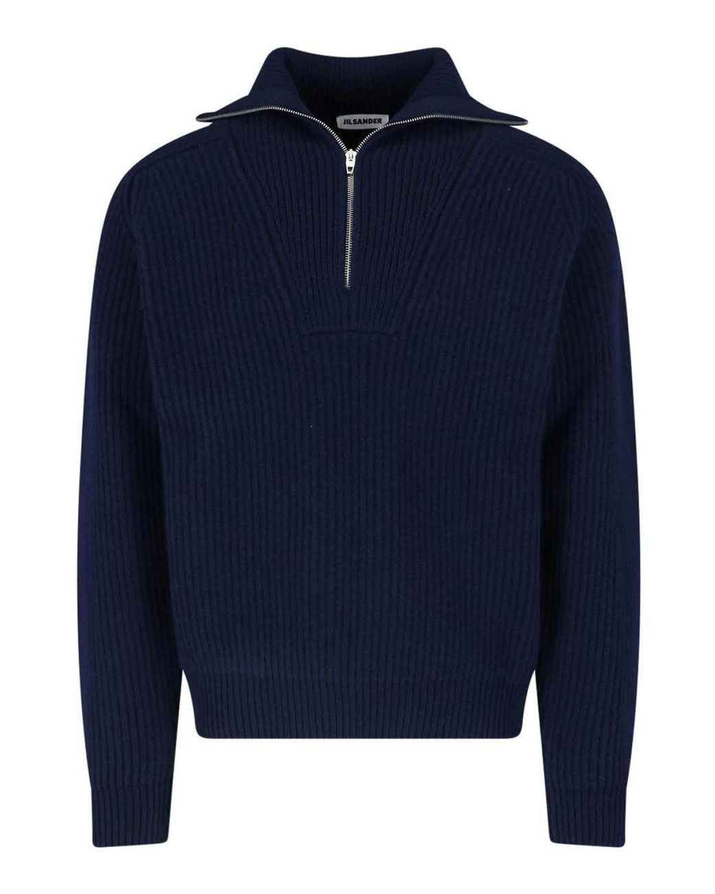 Jil Sander Blue Zip-Up Sweater for men