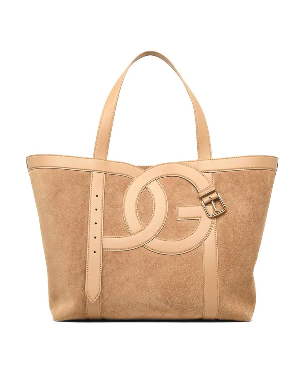 Dolce & Gabbana Natural Shopping Suede Bag