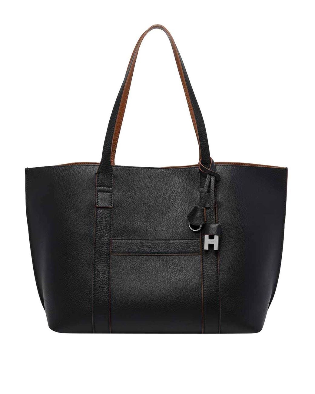 Hogan Black Medium Script Shopping Bag