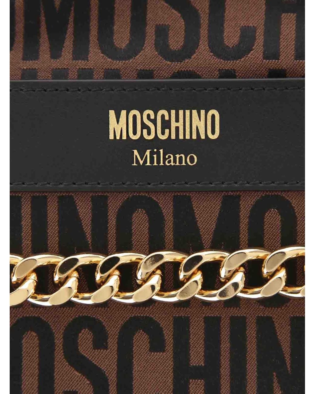 Moschino Brown Logo Round Bag