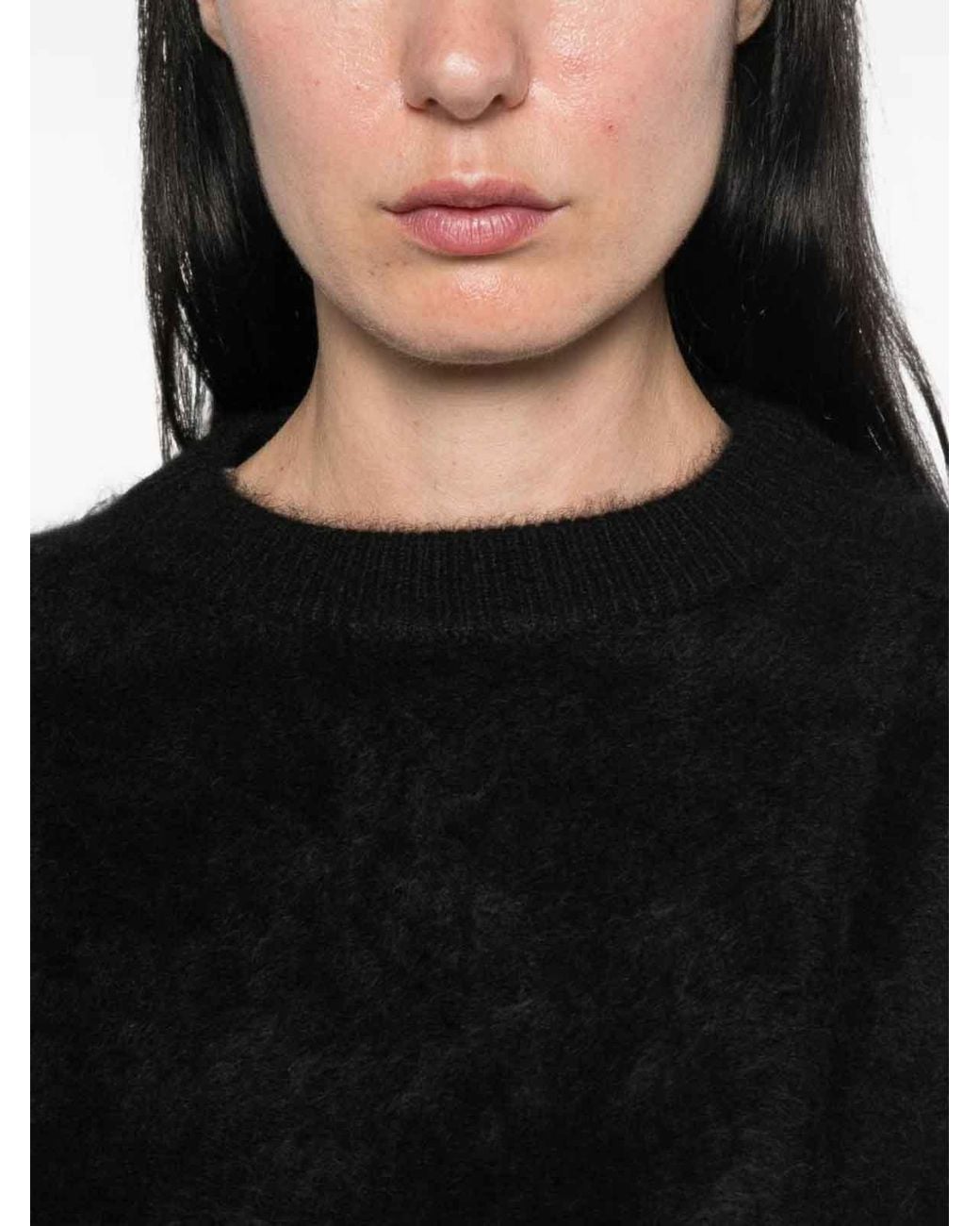 Soft Goat Black Wool Crewneck Jumper