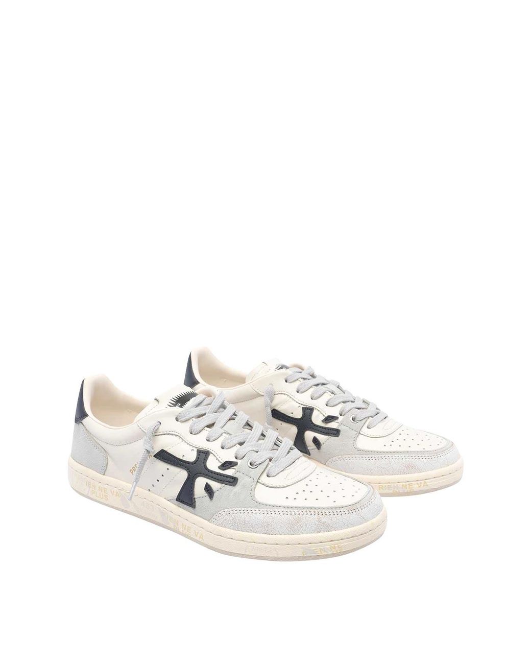 Premiata White Bskt Clay Leather Sneakers for men