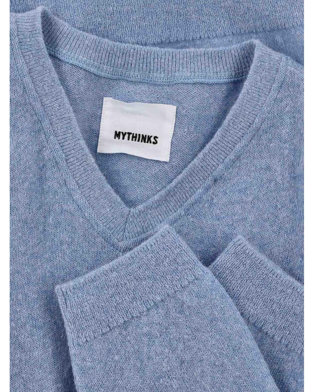 MYTHINKS Blue Alpaca Blend Sweater