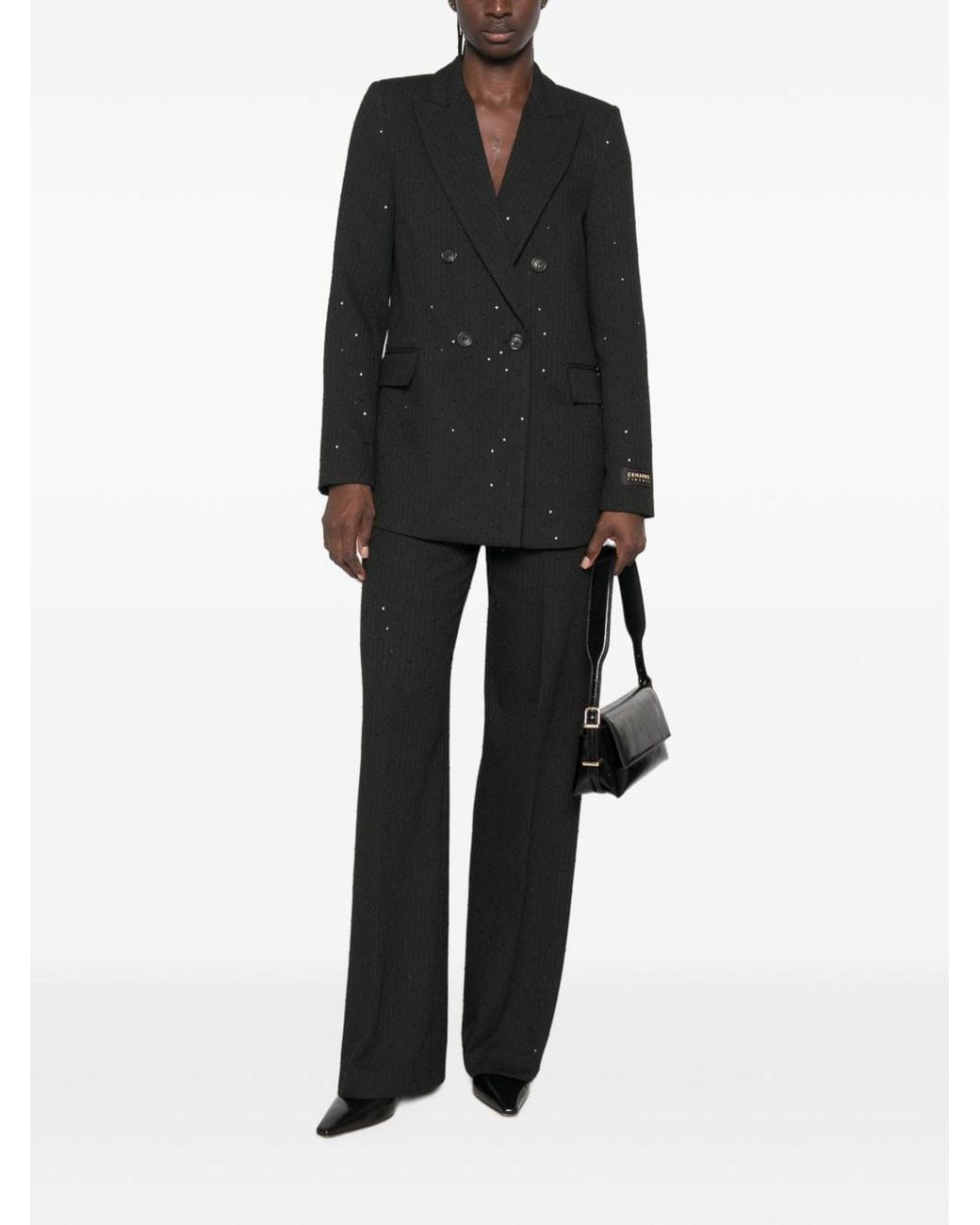 ERMANNO FIRENZE Black Wool Double-Breasted Jacket