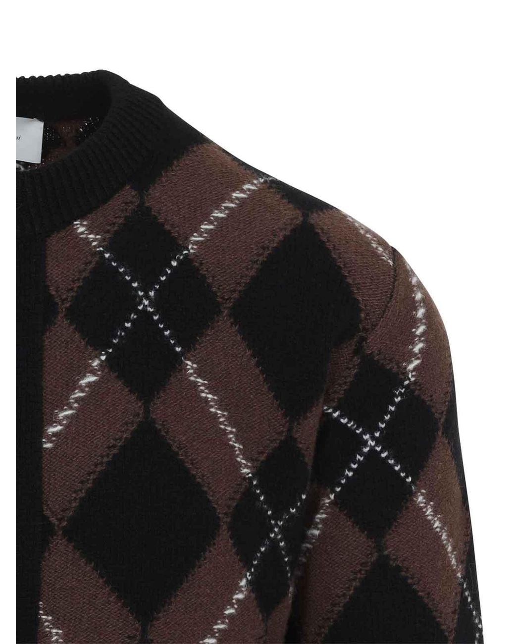 AMI Black Crewneck Cardigan for men