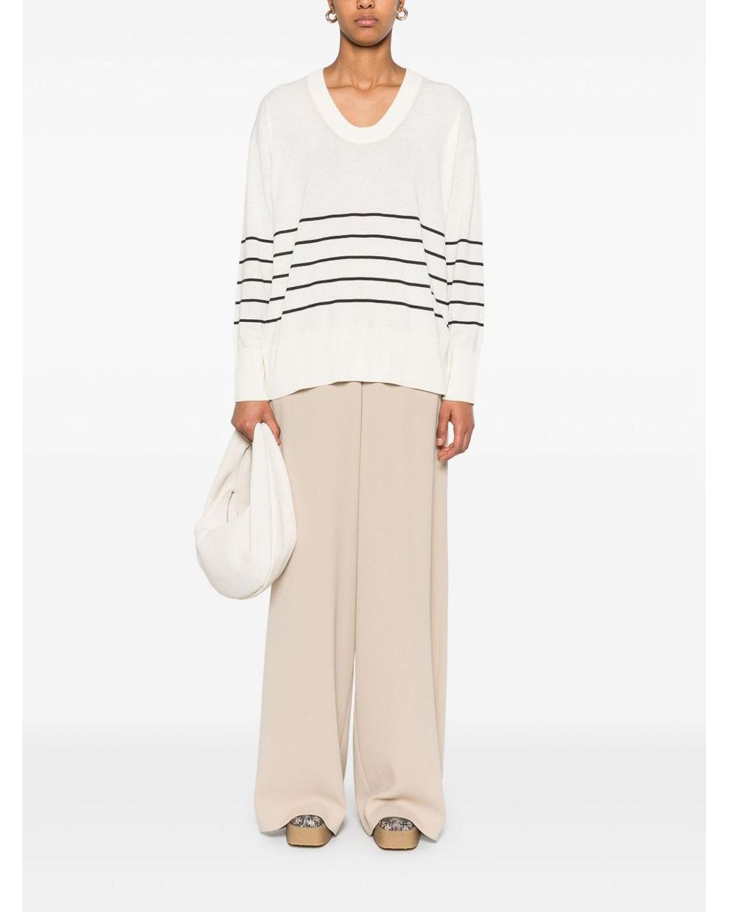 Max Mara White Ernesta Wide-Leg Palazzo Pants