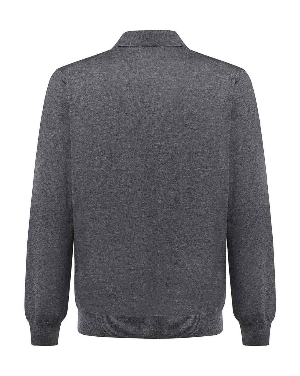 Giuliano Galiano Gray Wool Polo Sweater for men