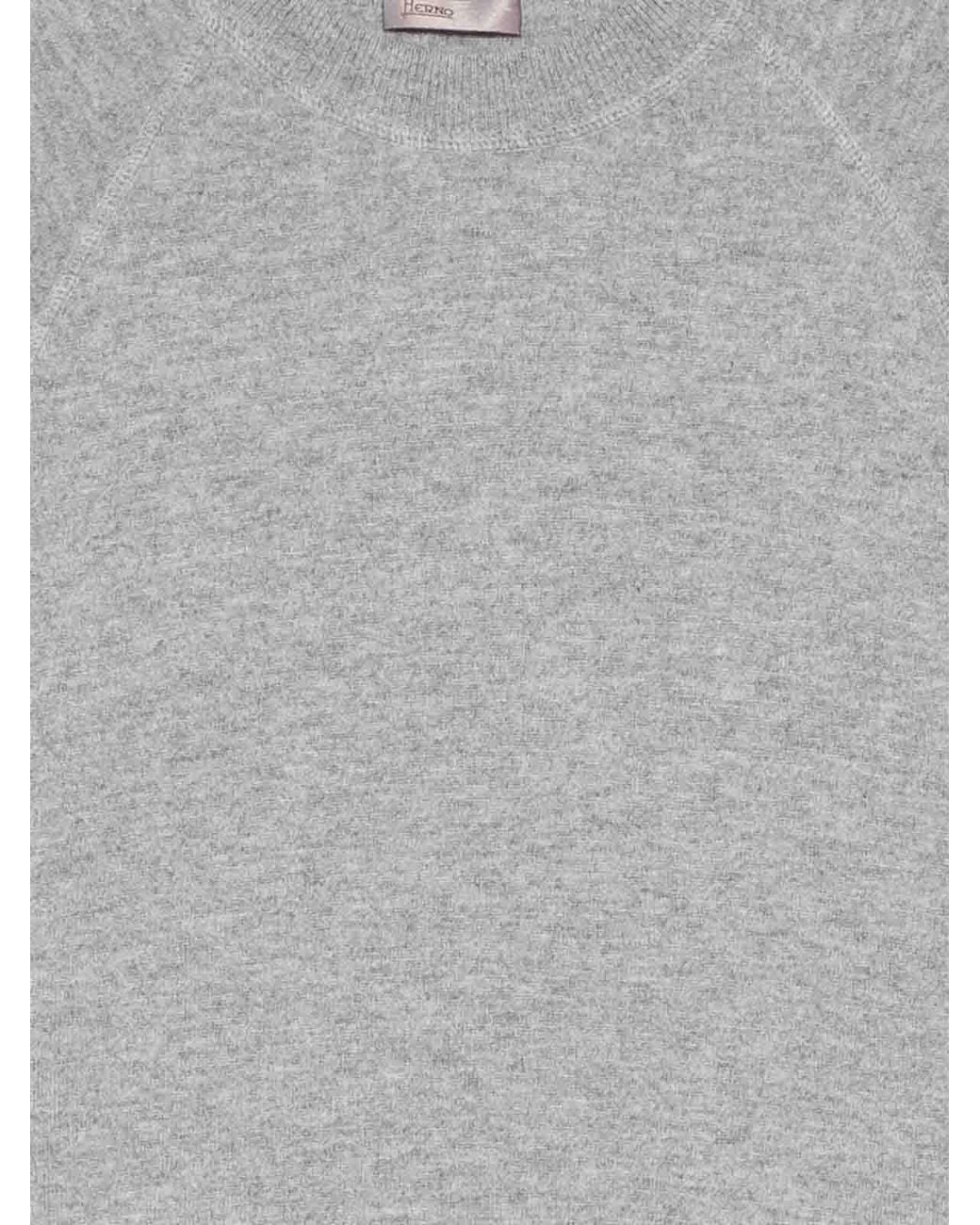 Herno Gray Round-Neck Knitwear for men