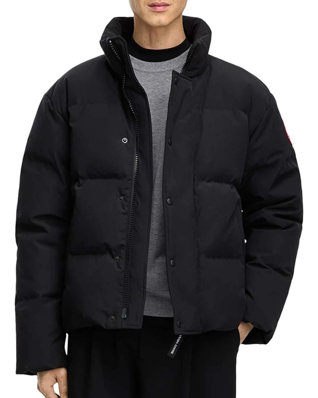 Canada Goose Blue Short Padded Down Jacket With High Collar for men