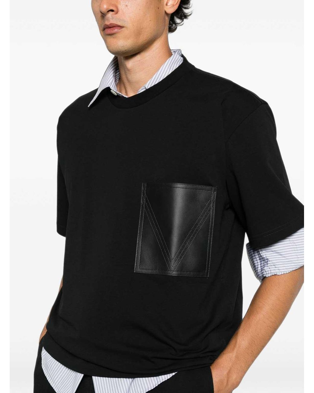 Bottega Veneta Black Cotton Pocket T-Shirt for men