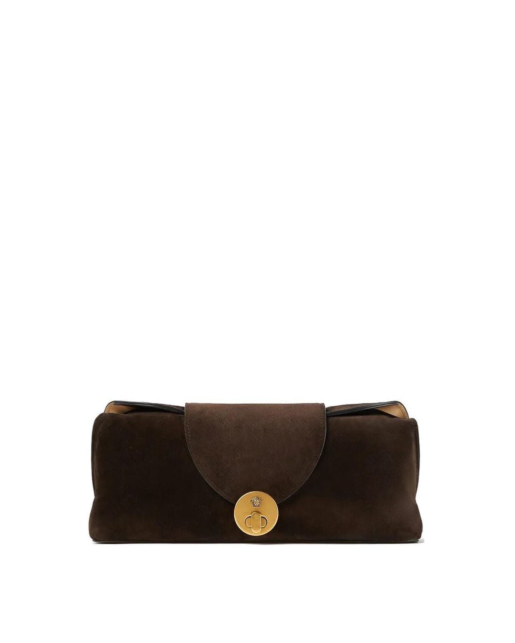 Versace Brown Clutch Calf Leather