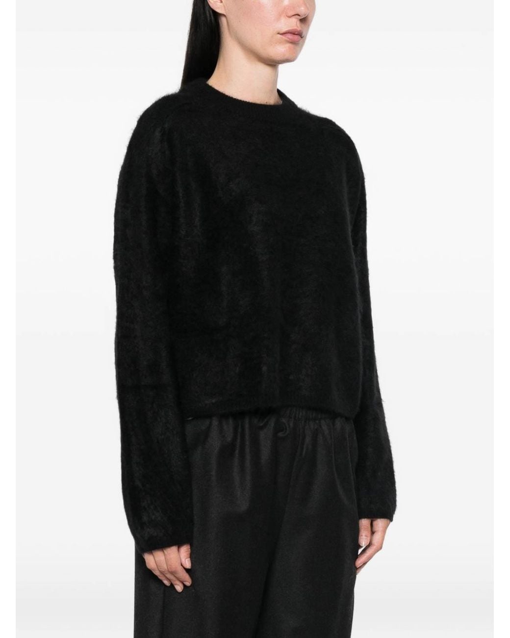 Soft Goat Black Wool Crewneck Jumper