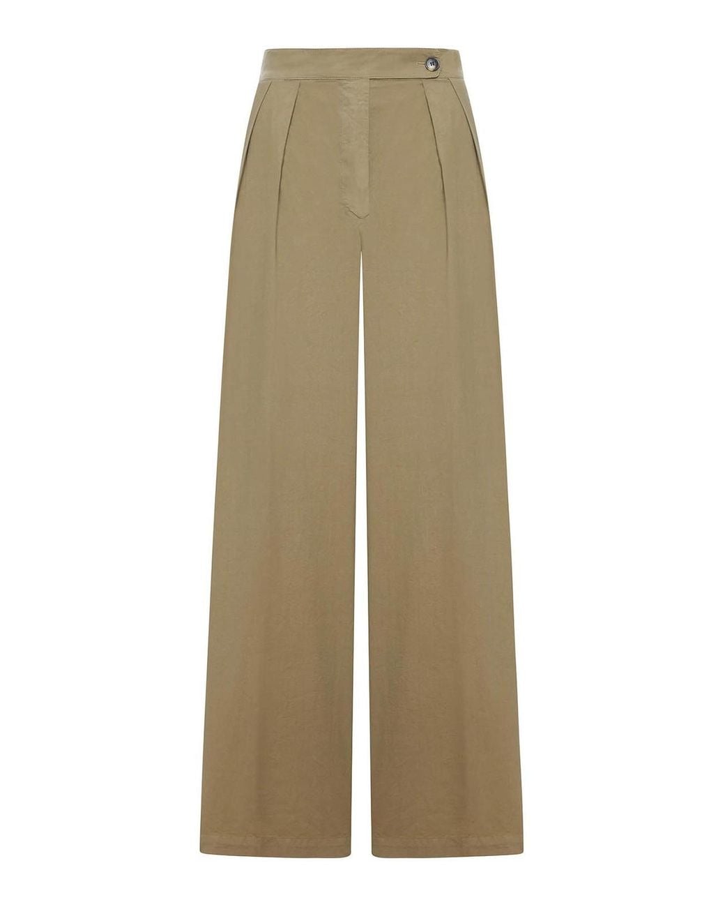 Dries Van Noten Natural Cement-Coloured Trousers With Pleats And Side Buttons