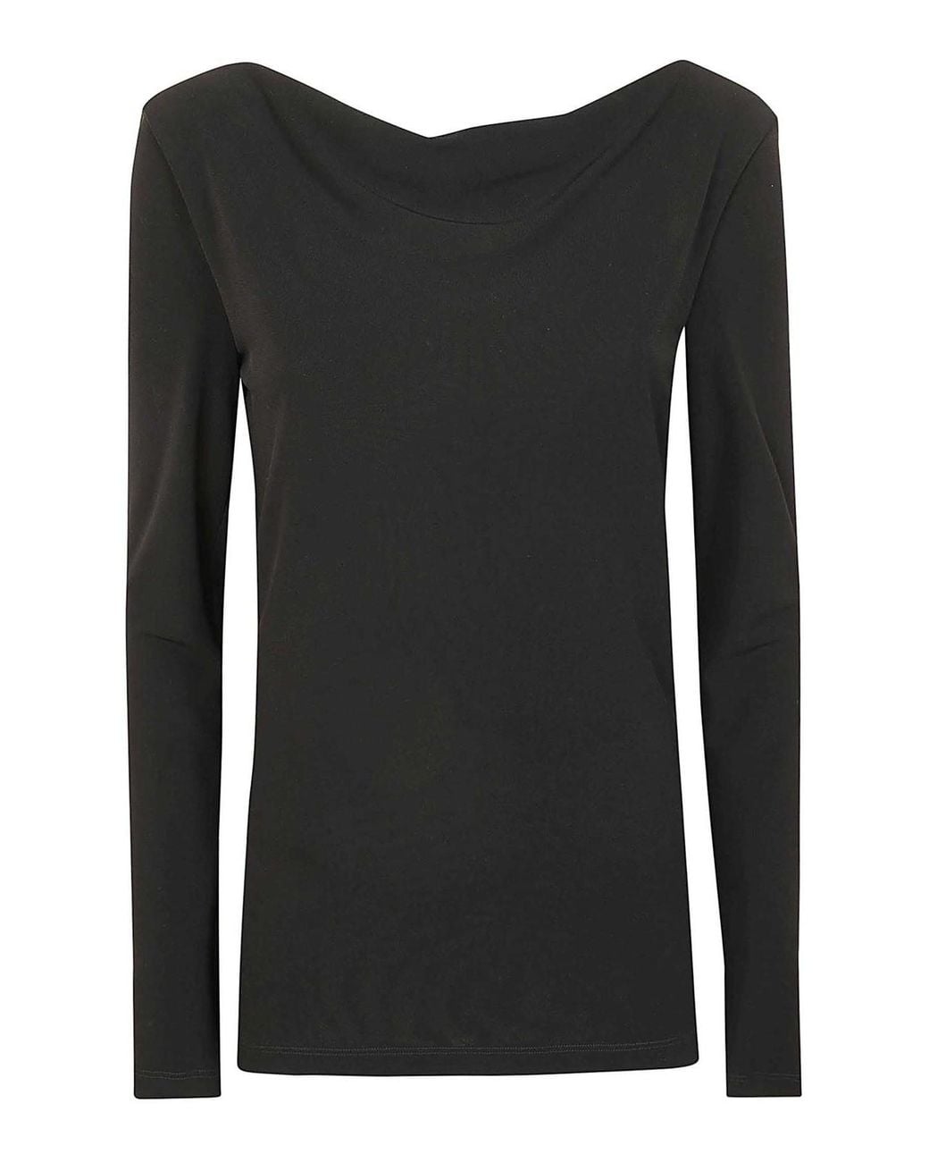 Alberta Ferretti Black Jersey And Tulle Blouse