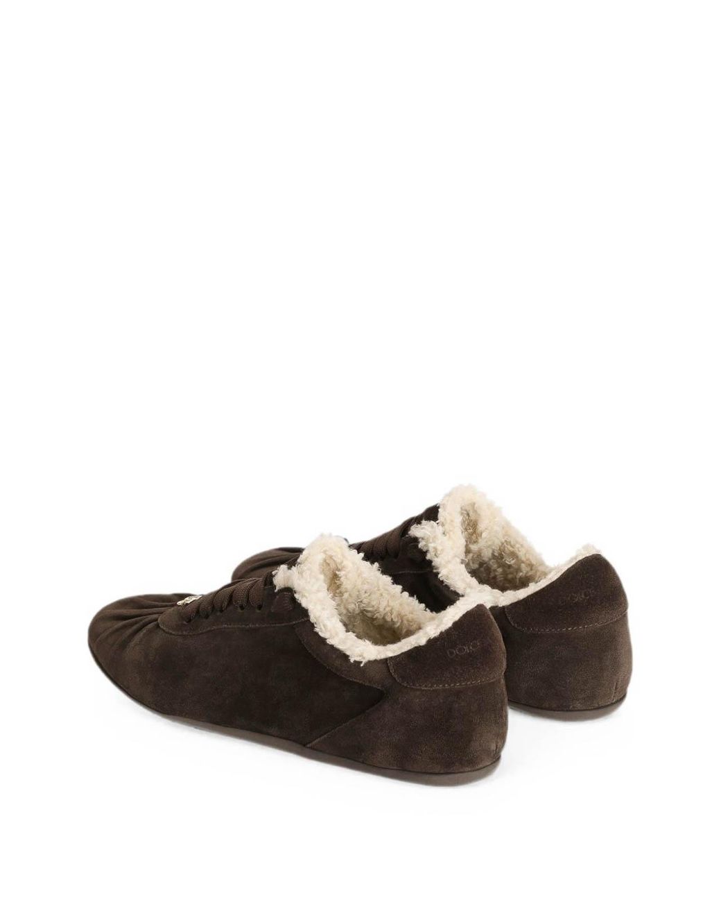 Dolce & Gabbana Brown Suede Low-Top Sneakers With Dg Logo