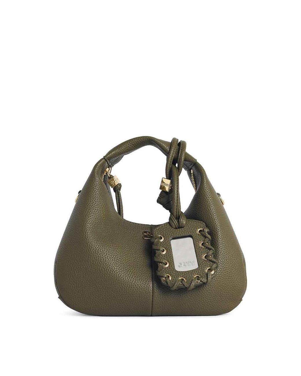 Ganni Green Eco Leather Mini Hobo Bag