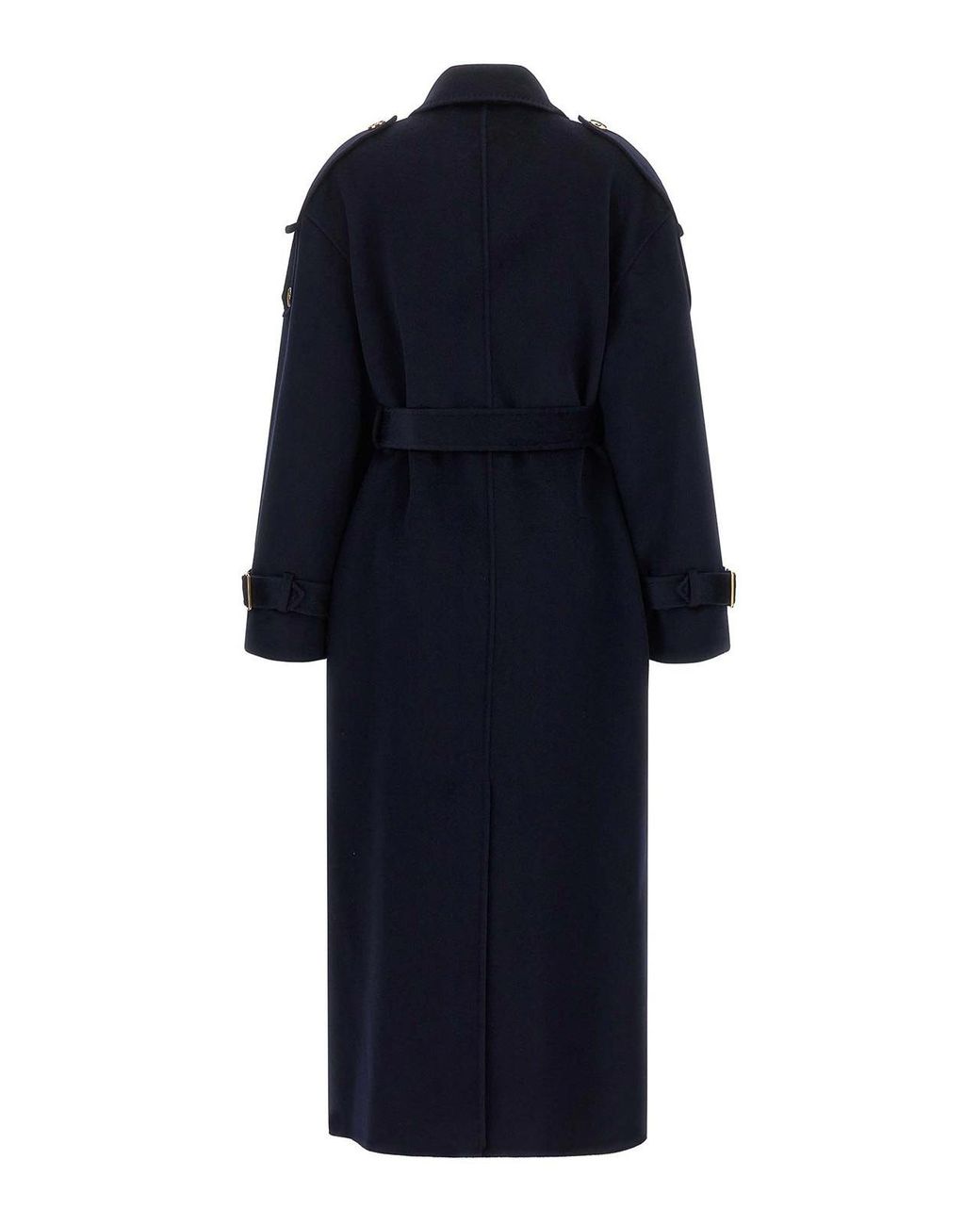 Elisabetta Franchi Blue Double-Breasted Belted Coat