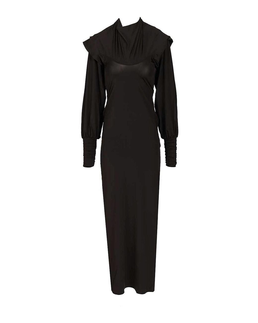 ROTATE BIRGER CHRISTENSEN Black Slinky Hooded Dress