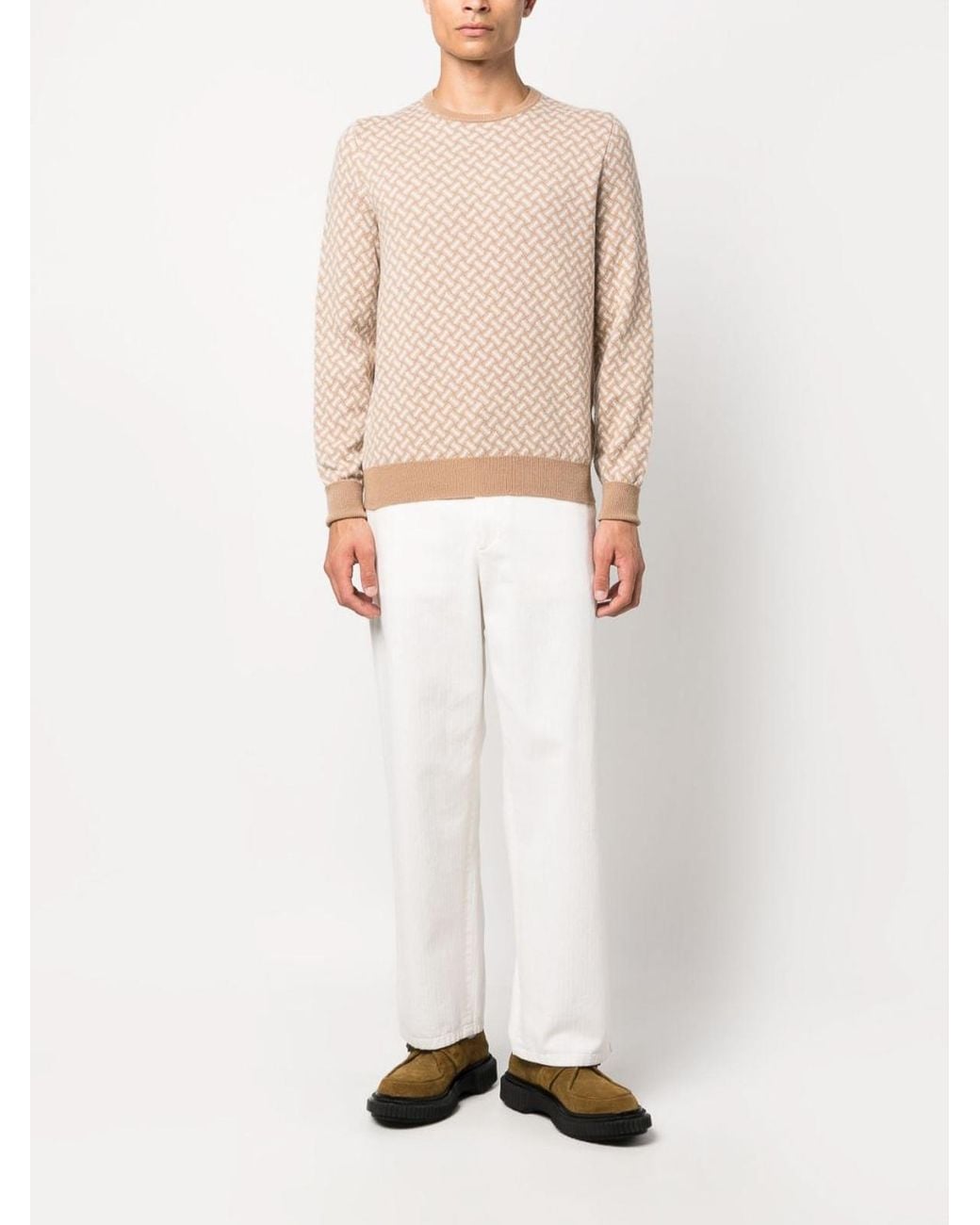 Drumohr Natural 'Biscottino' Crew-Neck Sweater for men