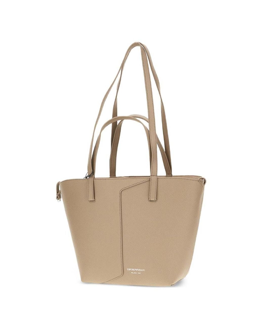 Emporio Armani Natural Small Leather Tote Bag