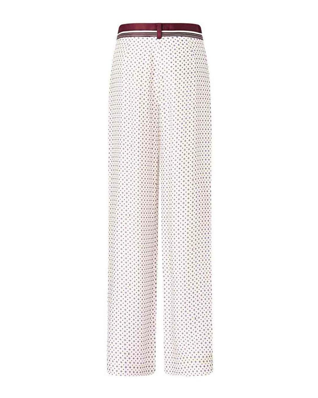 Pinko White Trousers With Tie Motif