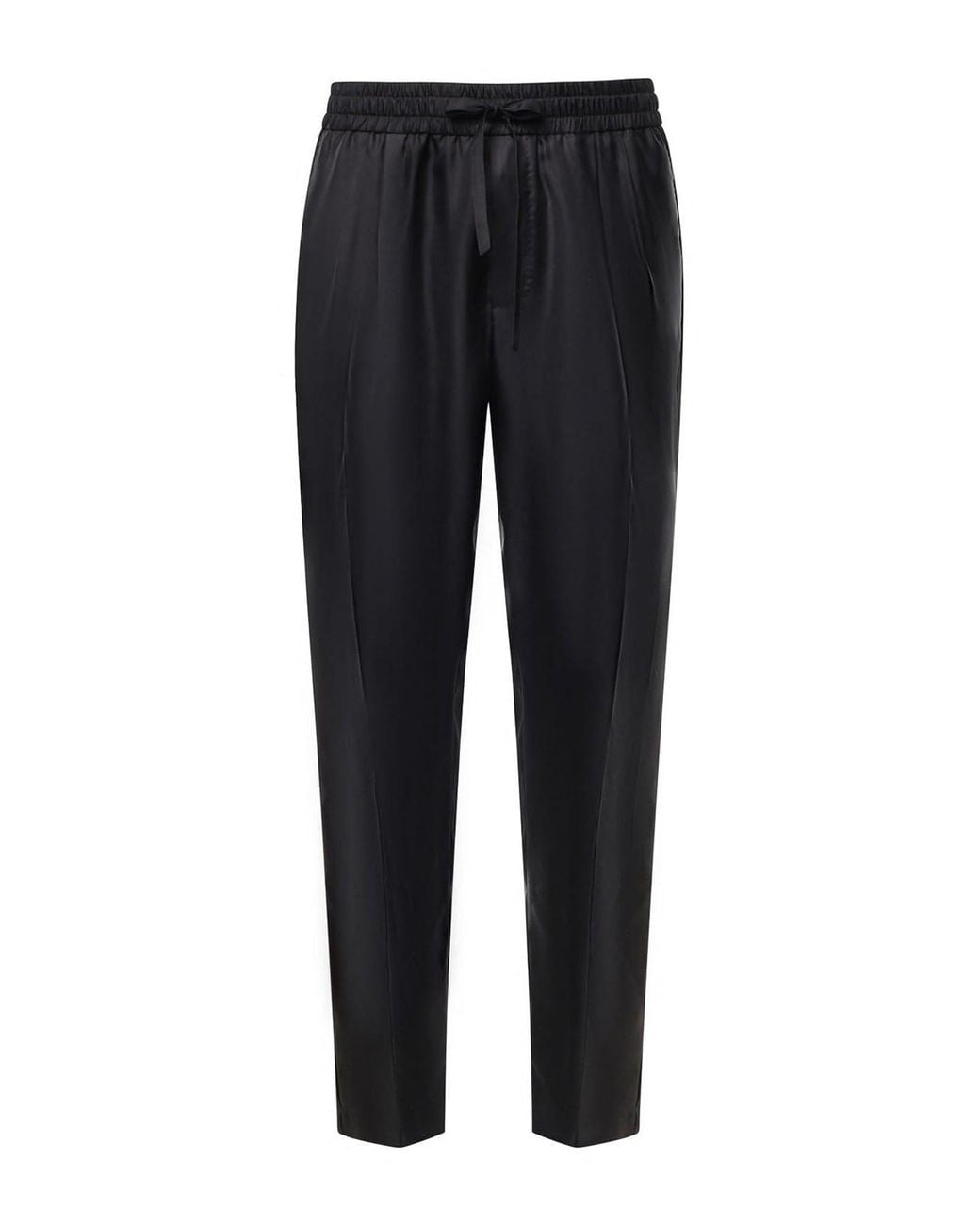 Dolce & Gabbana Black Silk Twill Joggers for men