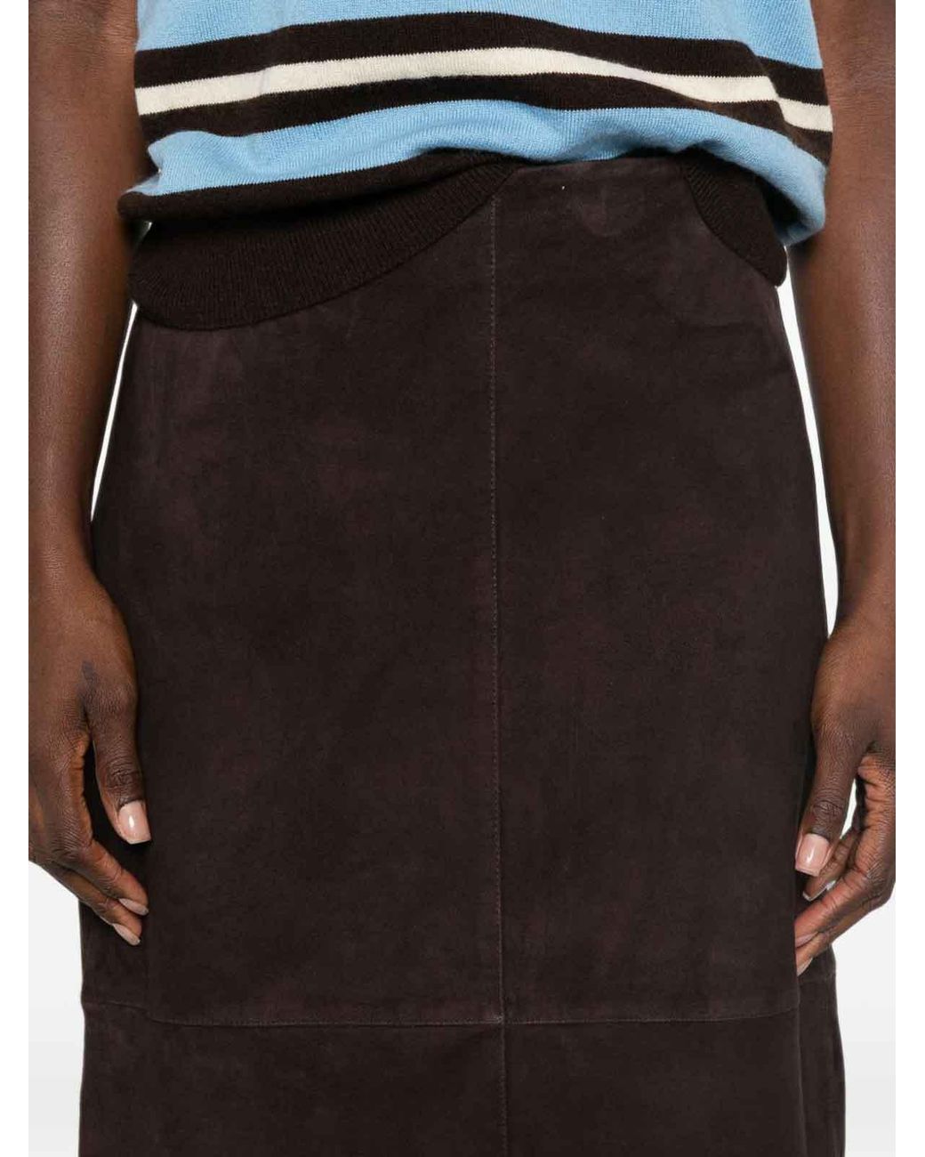 Yerse Black Suede Midi Skirt
