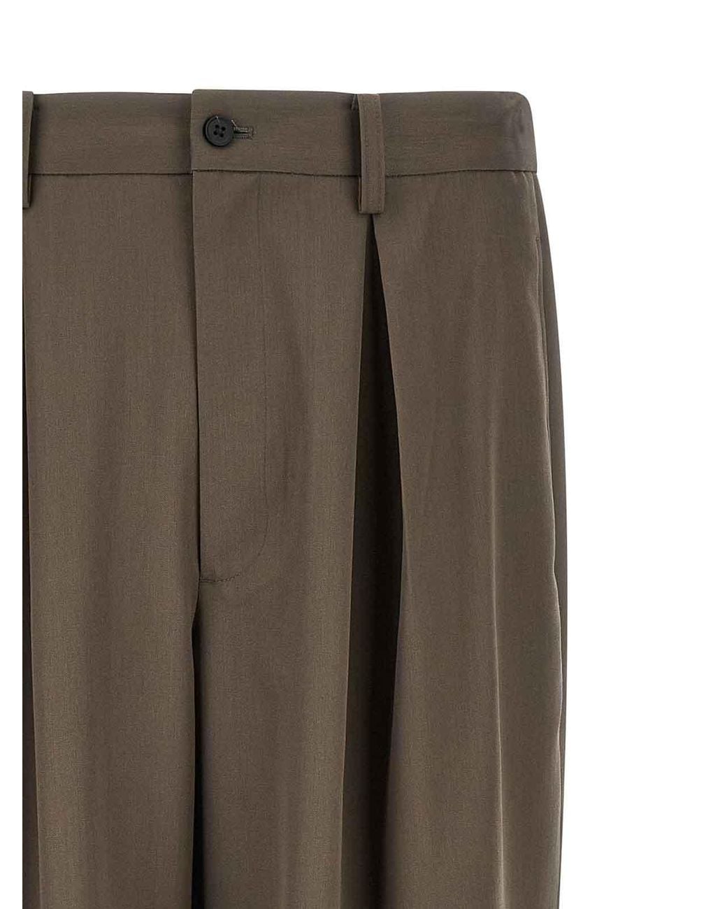 Ssstein Brown Pants With Pleats for men