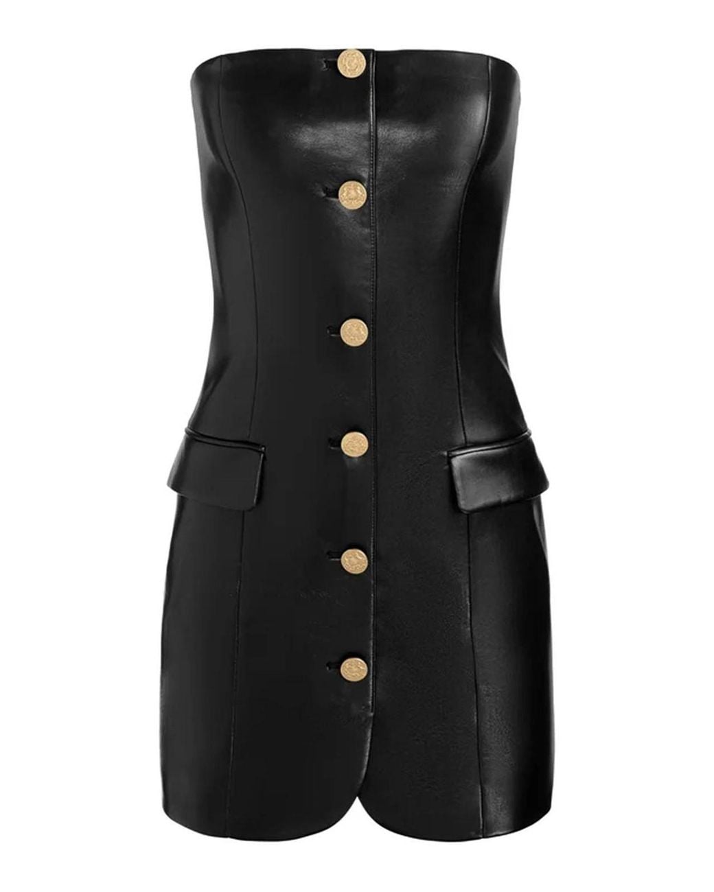 Alice + Olivia Black Vegan Leather Mini Blazer Dress