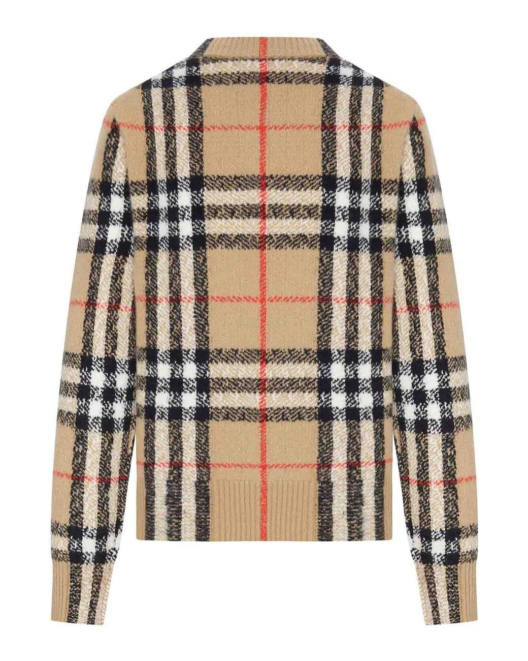 Burberry Multicolor Check Knit Cardigan With Buttons