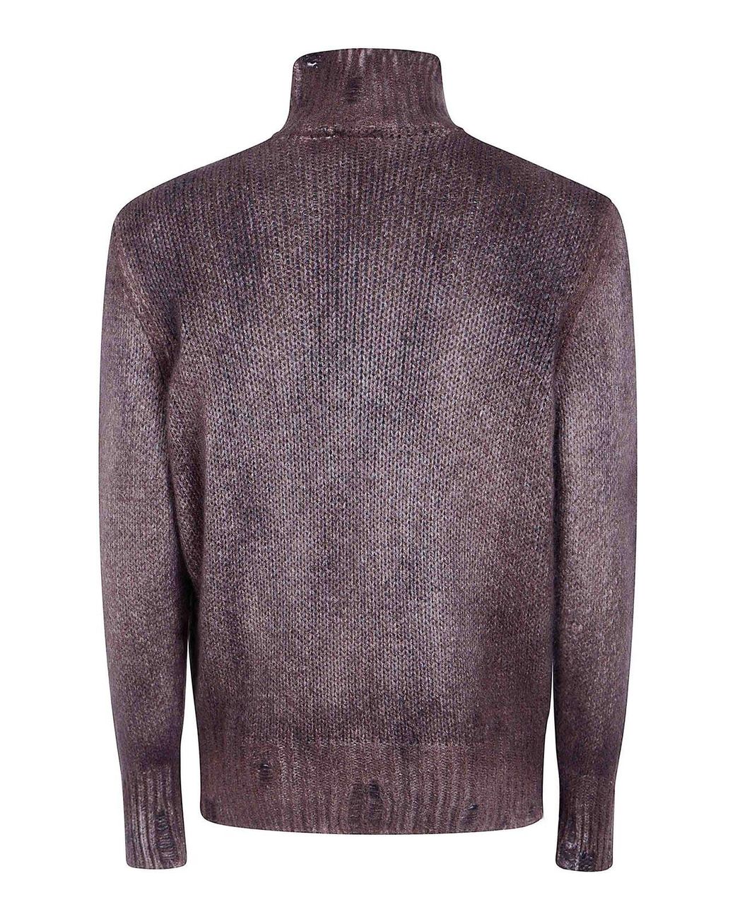 Avant Toi Purple Cashmere And Silk High Neck Pullover for men