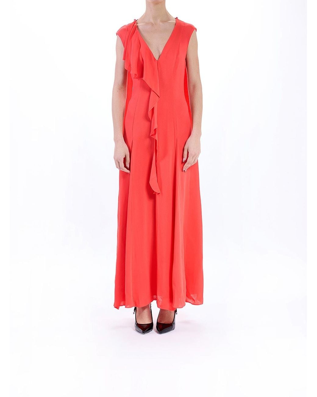 Karl Lagerfeld Red Ruffle Occasion Dress