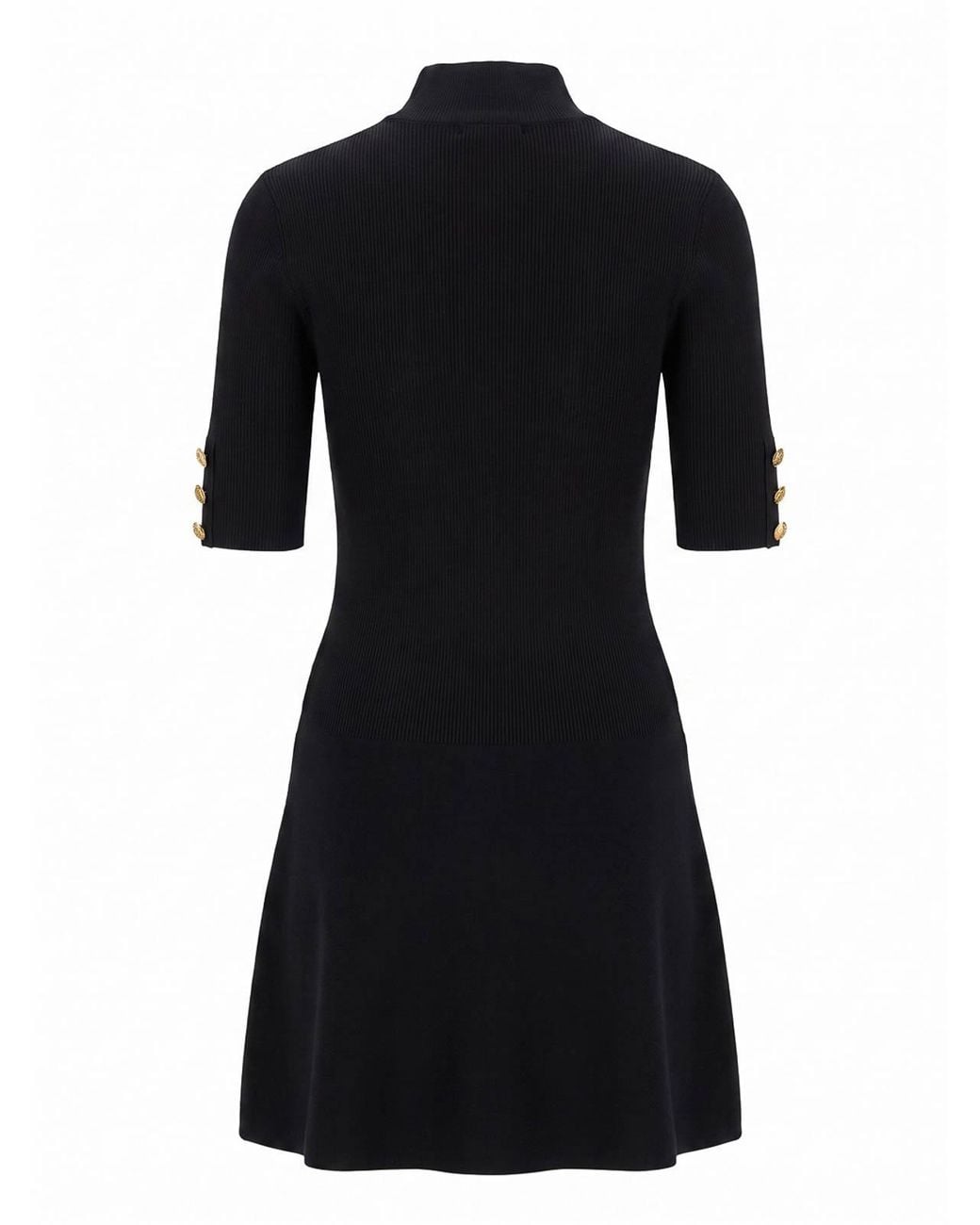 Elisabetta Franchi Black Ribbed Mini Knitted Dress