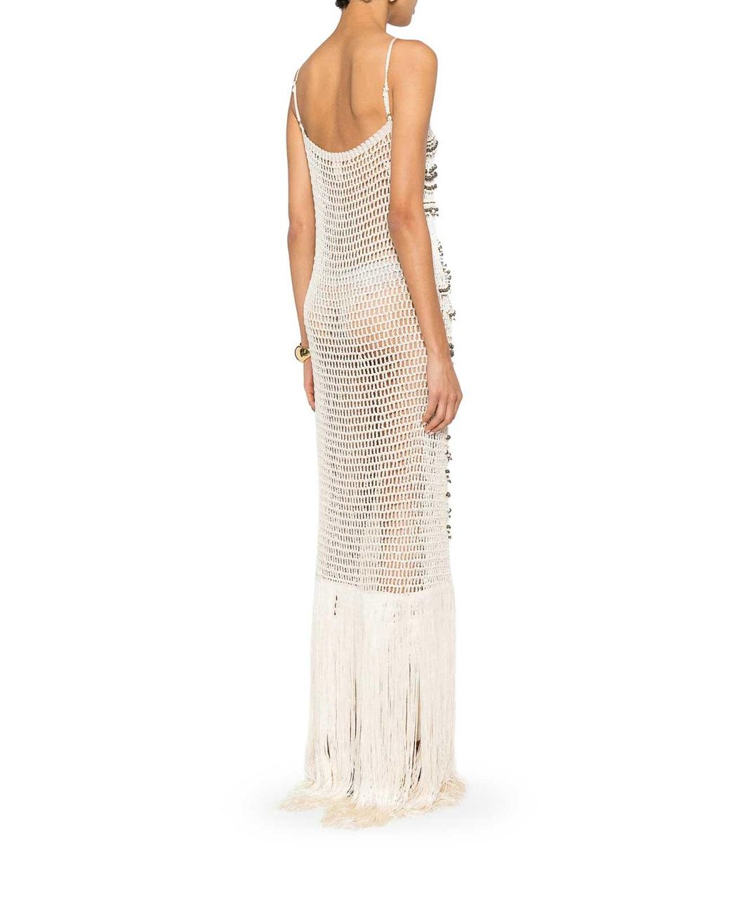 Bless White Takara Long Dress With Fringes